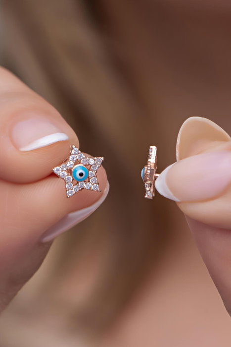 Heliophilia Silver Pendientes de Plata de Ley 925 con Oro Rosa y Circón Turquesa Heliophilia Silver Pendientes de Plata de Ley 925 con Oro Rosa y Circón Turquesa